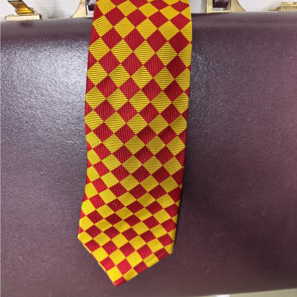 Paul Fredrick Red and Yellow Checkered Tie